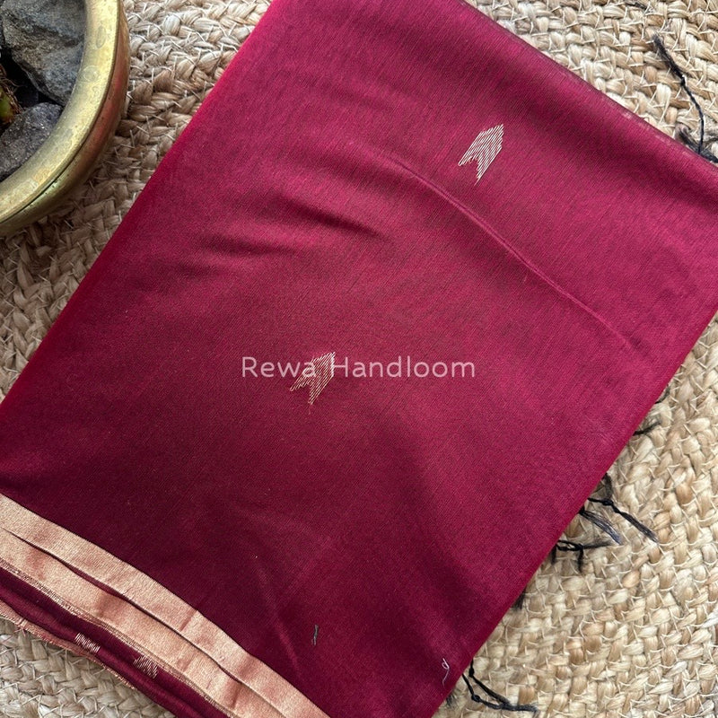 Maroon Zari Butti Maheshwari Saree VBS025