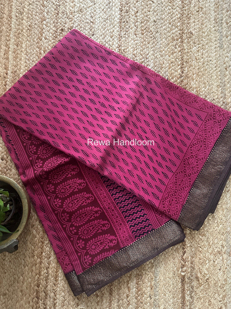 Maheshwari Bagh Print Small Border Saree