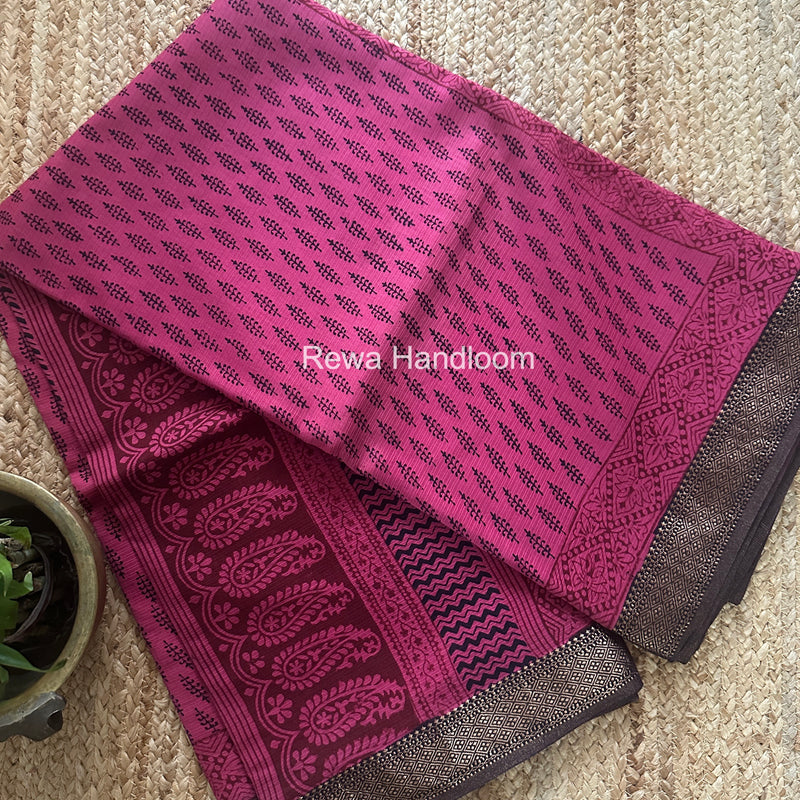 Maheshwari Bagh Print Small Border Saree