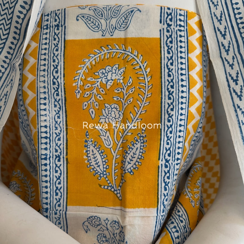 Yellow-white Indigo Bagh Print Suit BCI078