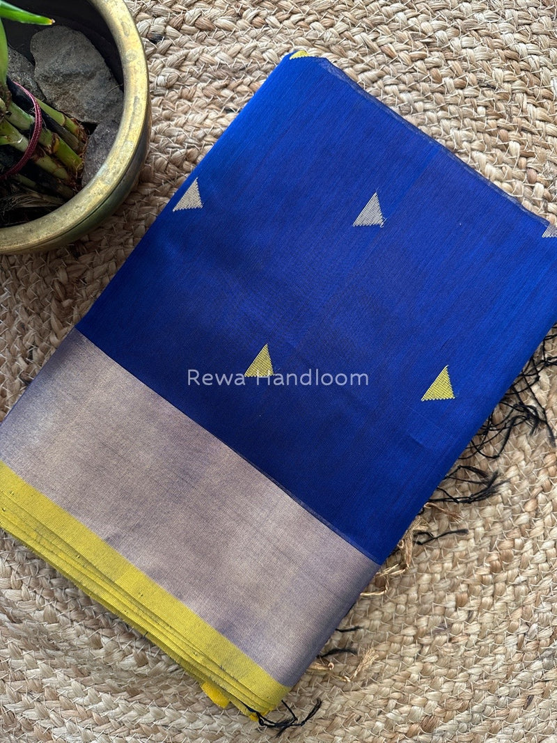 Blue Zari Butti Maheshwari Saree SB059