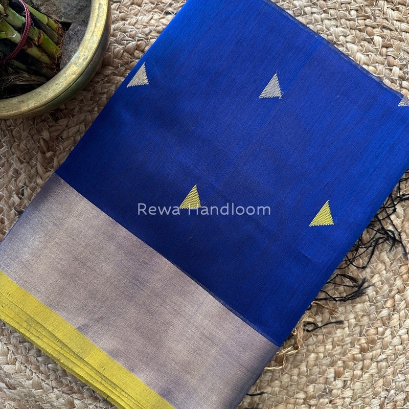 Blue Zari Butti Maheshwari Saree SB059