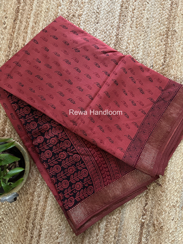 Maheshwari Bagh Print Small Border Saree