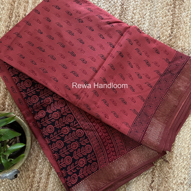 Maheshwari Bagh Print Small Border Saree