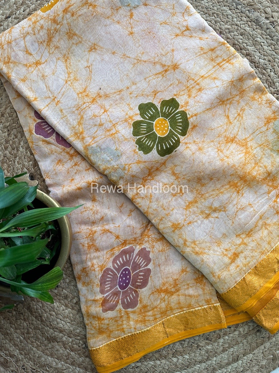 Maheshwari Batik Indonesian Print Saree