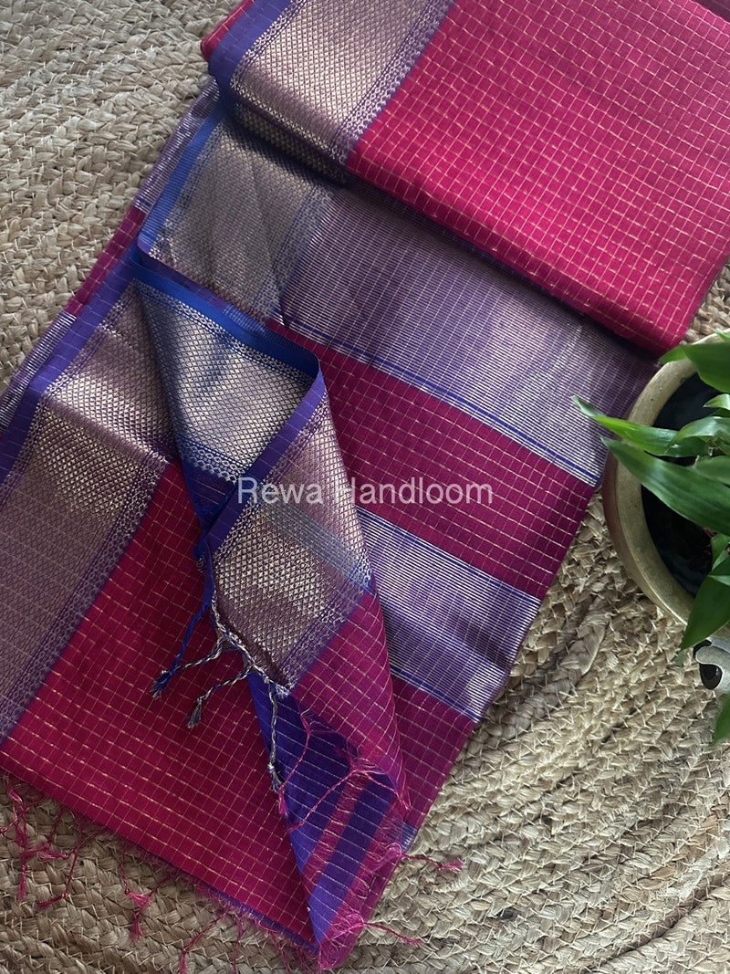 Maheshwari Zari Checks Saree