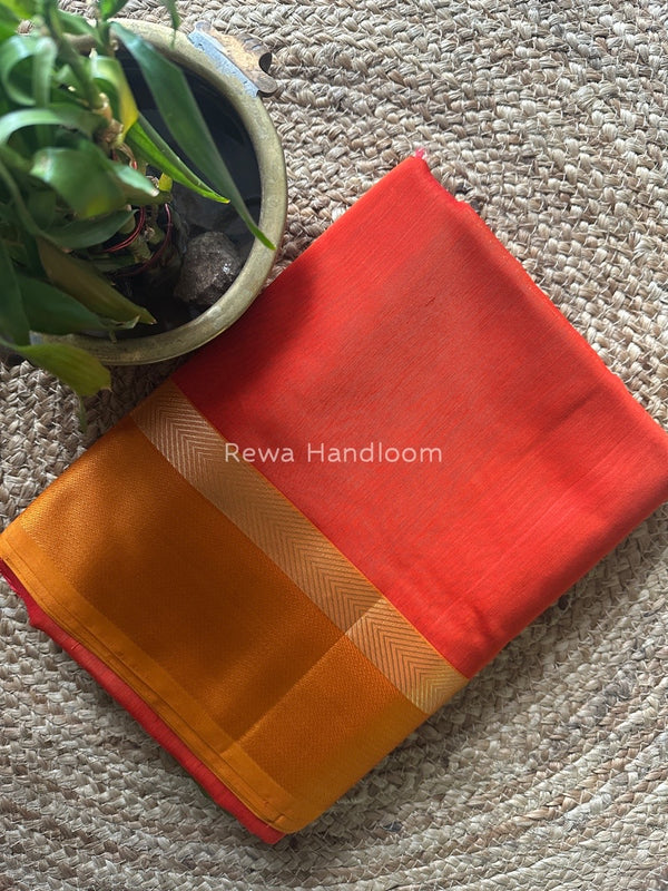 Orange Ganga Jamuna Maheshwari Saree GJ0113