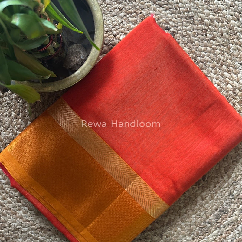Orange Ganga Jamuna Maheshwari Saree GJ0113