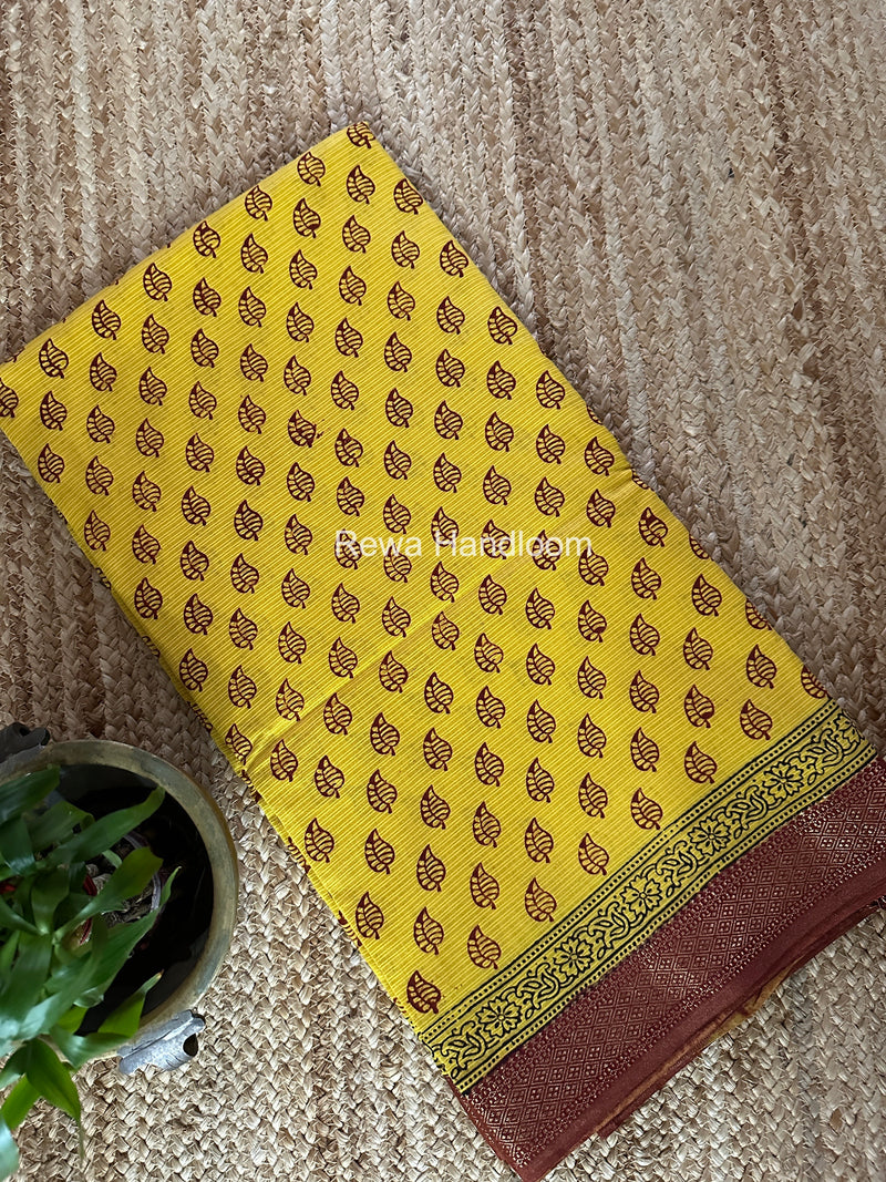 Maheshwari Yellow Bagh Print Small Border Saree MTBS161