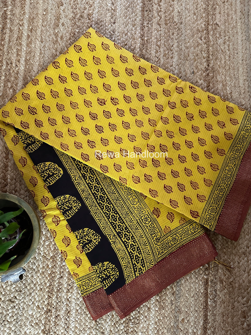 Maheshwari Bagh Print Small Border Saree
