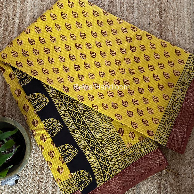 Maheshwari Bagh Print Small Border Saree