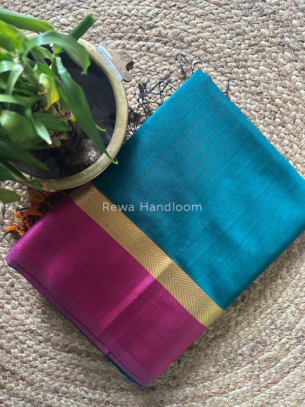 Bottle Green Ganga Jamuna Maheshwari Saree GJ0116