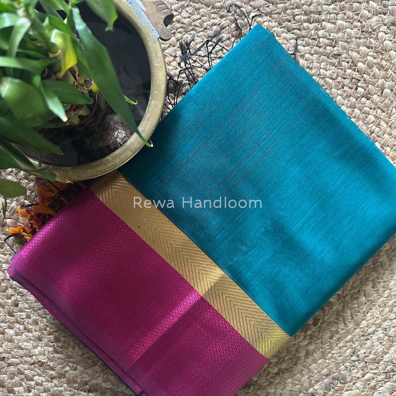 Bottle Green Ganga Jamuna Maheshwari Saree GJ0116