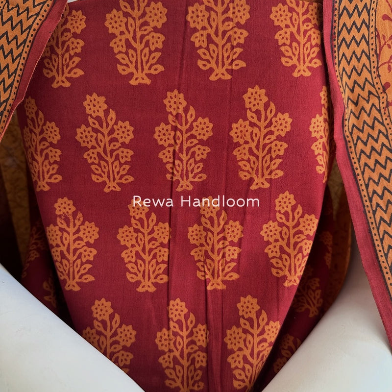 Maroon-Orange Bagh Print Cotton Suit BGCSJ014