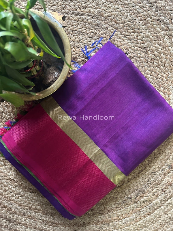 Dark Purple Ganga Jamuna Maheshwari Saree GJ0118