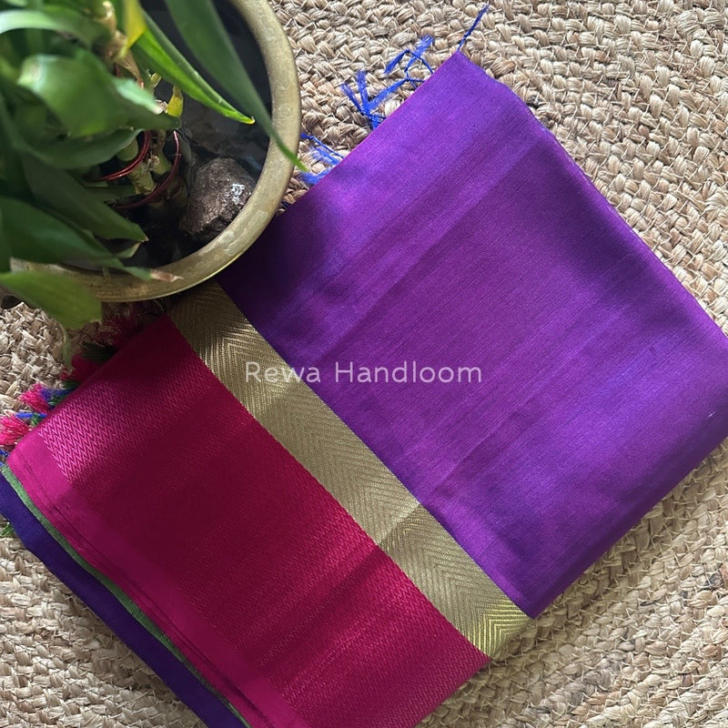 Dark Purple Ganga Jamuna Maheshwari Saree GJ0118