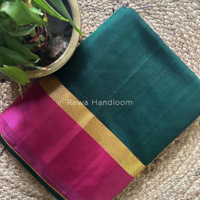 Bottle Green Ganga Jamuna Maheshwari Saree GJ0119