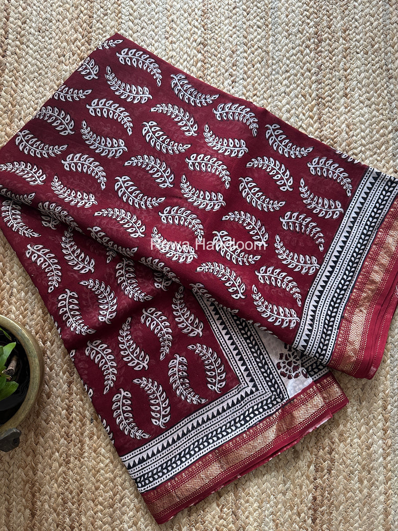 Maheshwari Bagh Print Small Border Saree