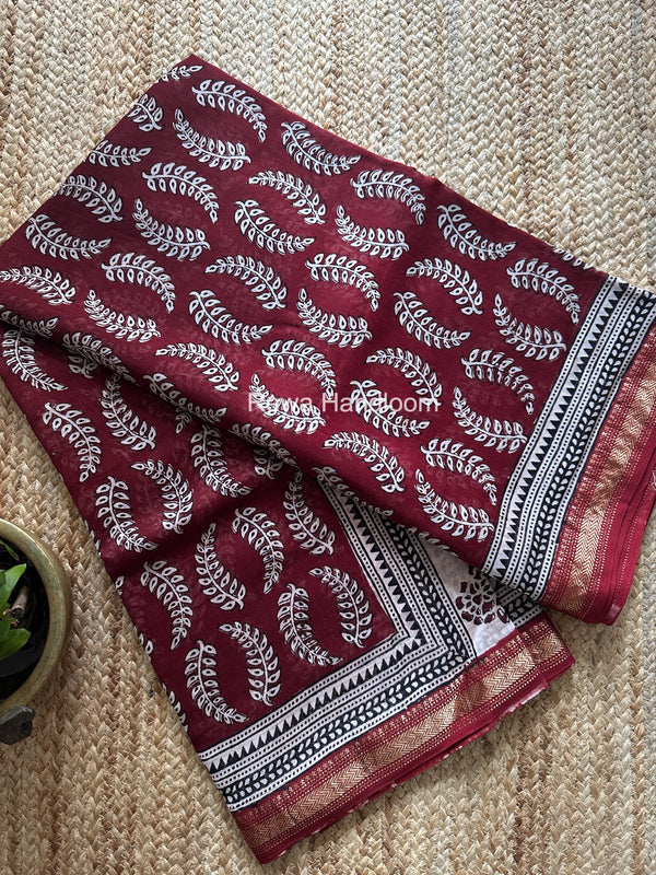 Maheshwari Bagh Print Small Border Saree