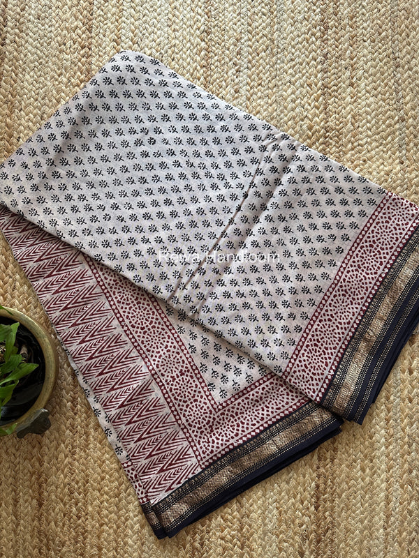 Maheshwari Bagh Print Small Border Saree