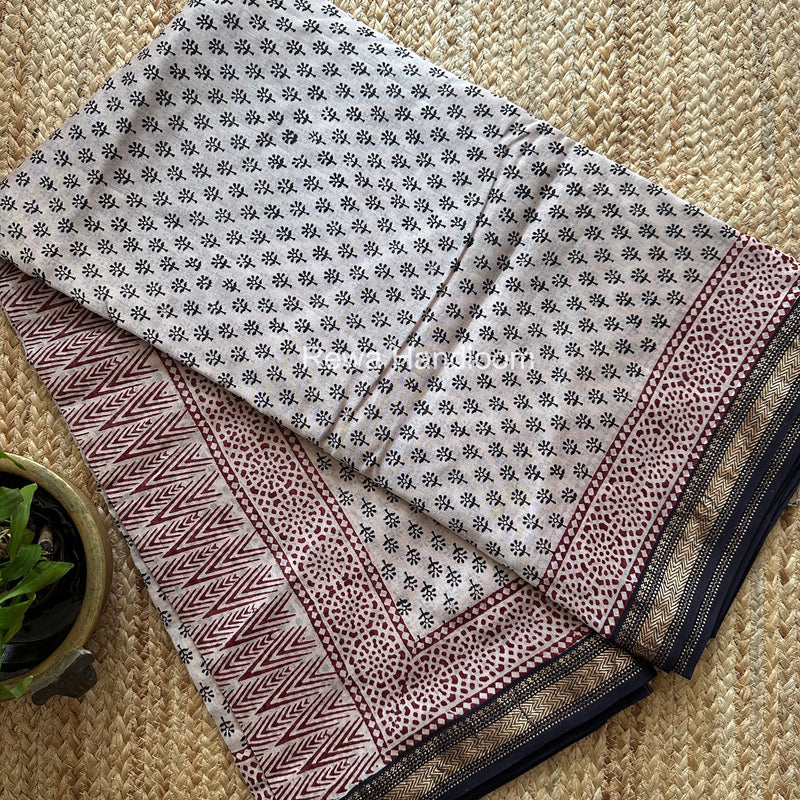 Maheshwari Bagh Print Small Border Saree