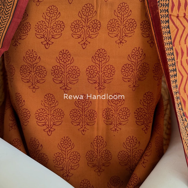 Rust Orange-Maroon Bagh Print Cotton Suit BGCSJ08