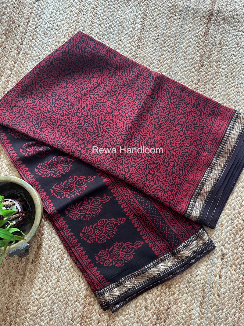 Maheshwari Bagh Print Small Border Saree