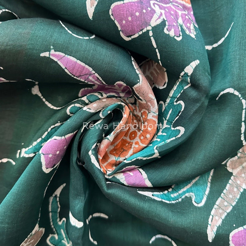 Maheshwari Red Batik Indonesian Print Saree IBS01