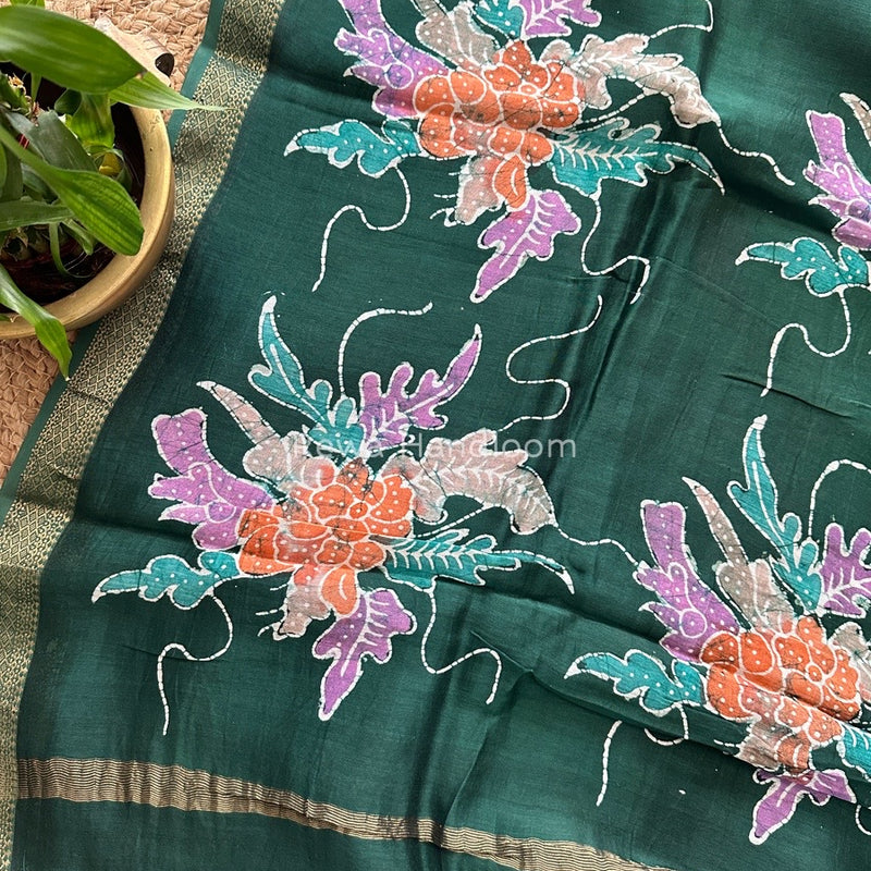 Maheshwari Red Batik Indonesian Print Saree IBS01