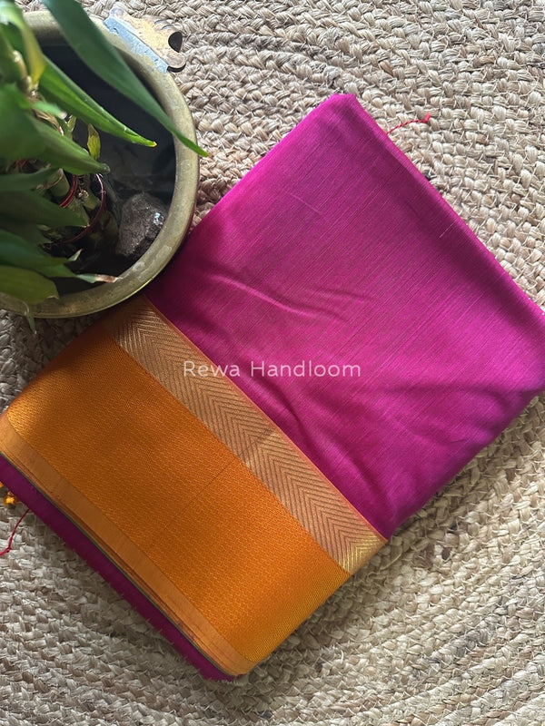 Dark Magenta Ganga Jamuna Maheshwari Saree GJ0125