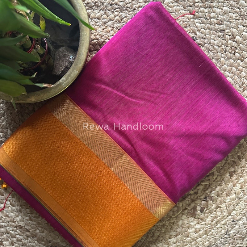 Dark Magenta Ganga Jamuna Maheshwari Saree GJ0125