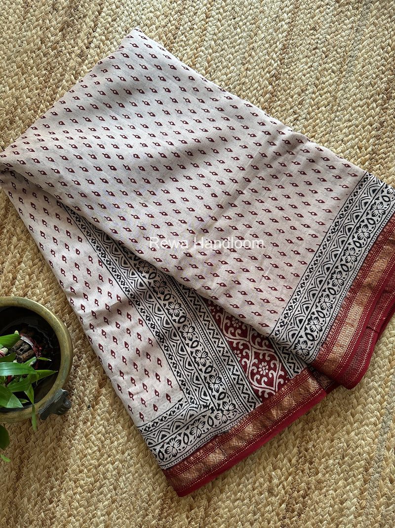 Maheshwari Bagh Print Small Border Saree