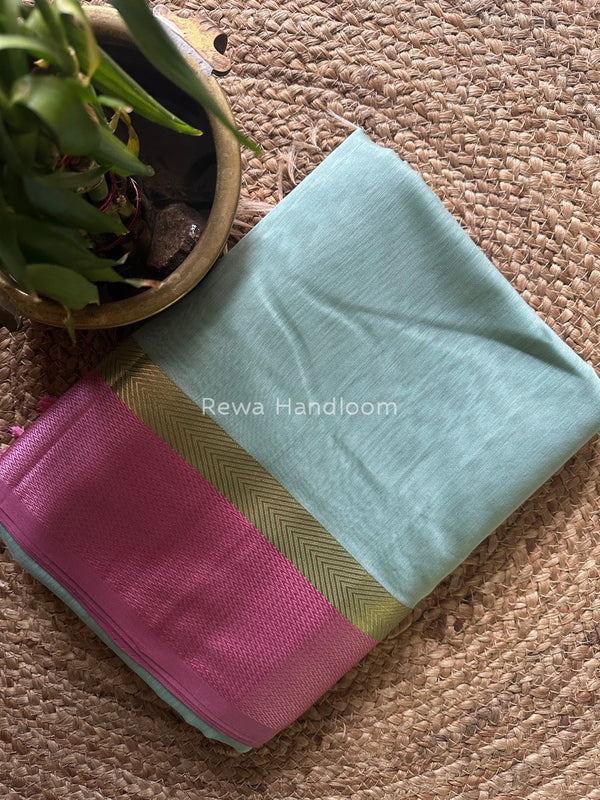 Light Mint Green Ganga Jamuna Maheshwari Saree GJ0126