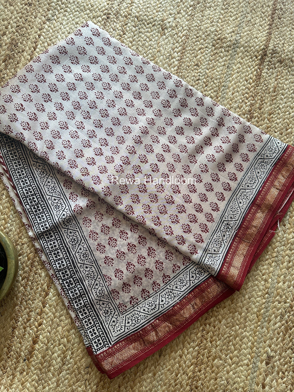 Maheshwari Bagh Print Small Border Saree
