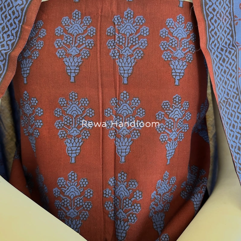 Maroon-Blue Bagh Print Cotton Suit BGCSJ01