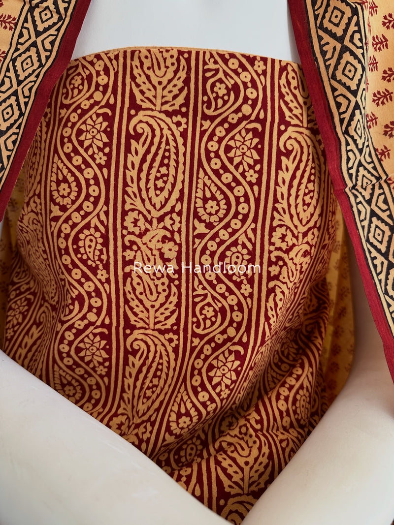 Maroon-Peach Bagh Print Cotton Suit BGCSJ019