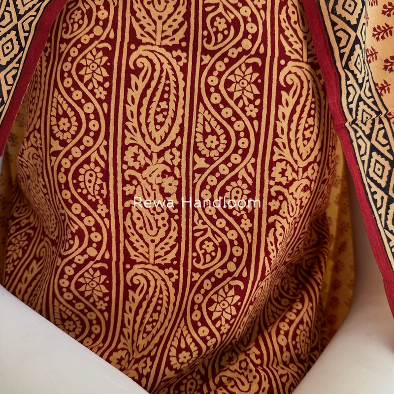 Maroon-Peach Bagh Print Cotton Suit BGCSJ019