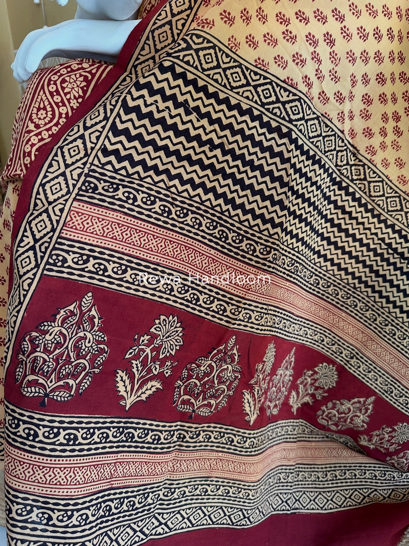 Maroon-Peach Bagh Print Cotton Suit BGCSJ019