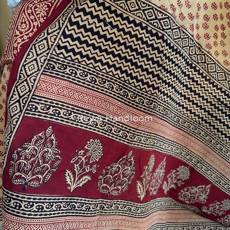 Maroon-Peach Bagh Print Cotton Suit BGCSJ019