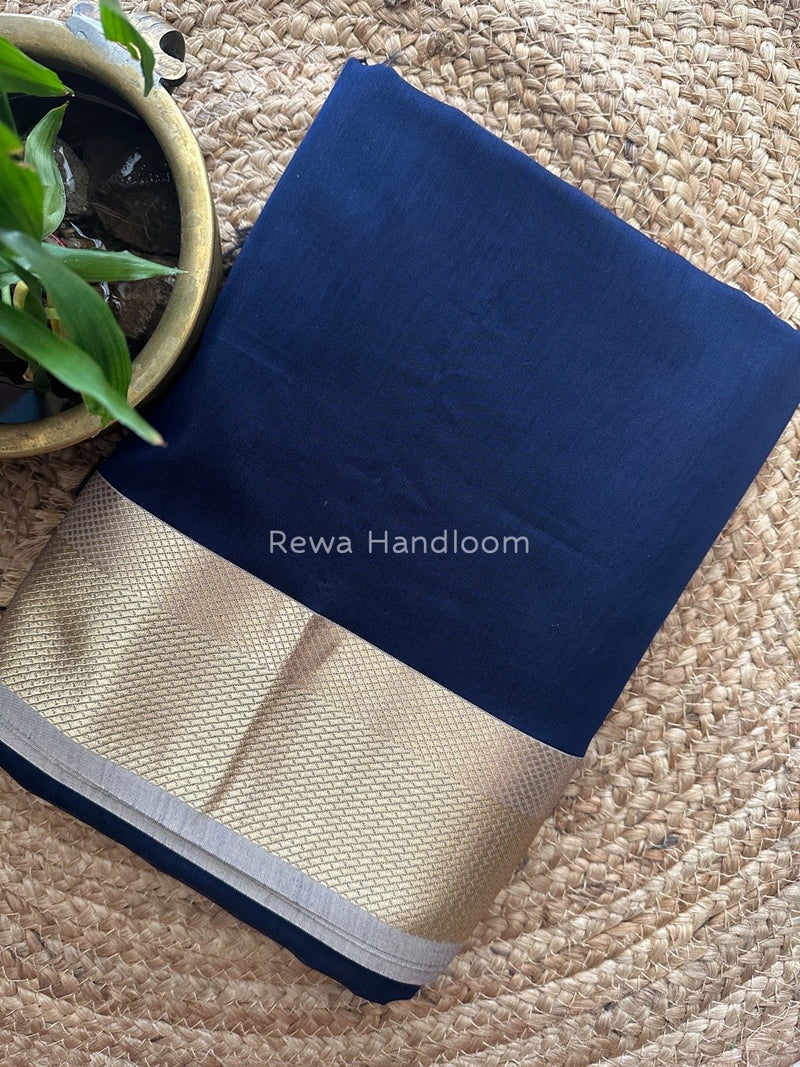 Maheshwari Blue Resham Thread Border Saree RTS022