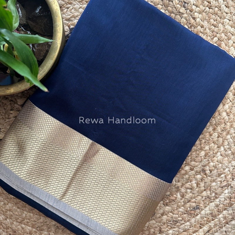 Maheshwari Blue Resham Thread Border Saree RTS022