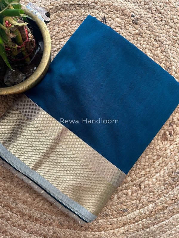 Maheshwari Rama Green Resham Thread Border Saree RTS021