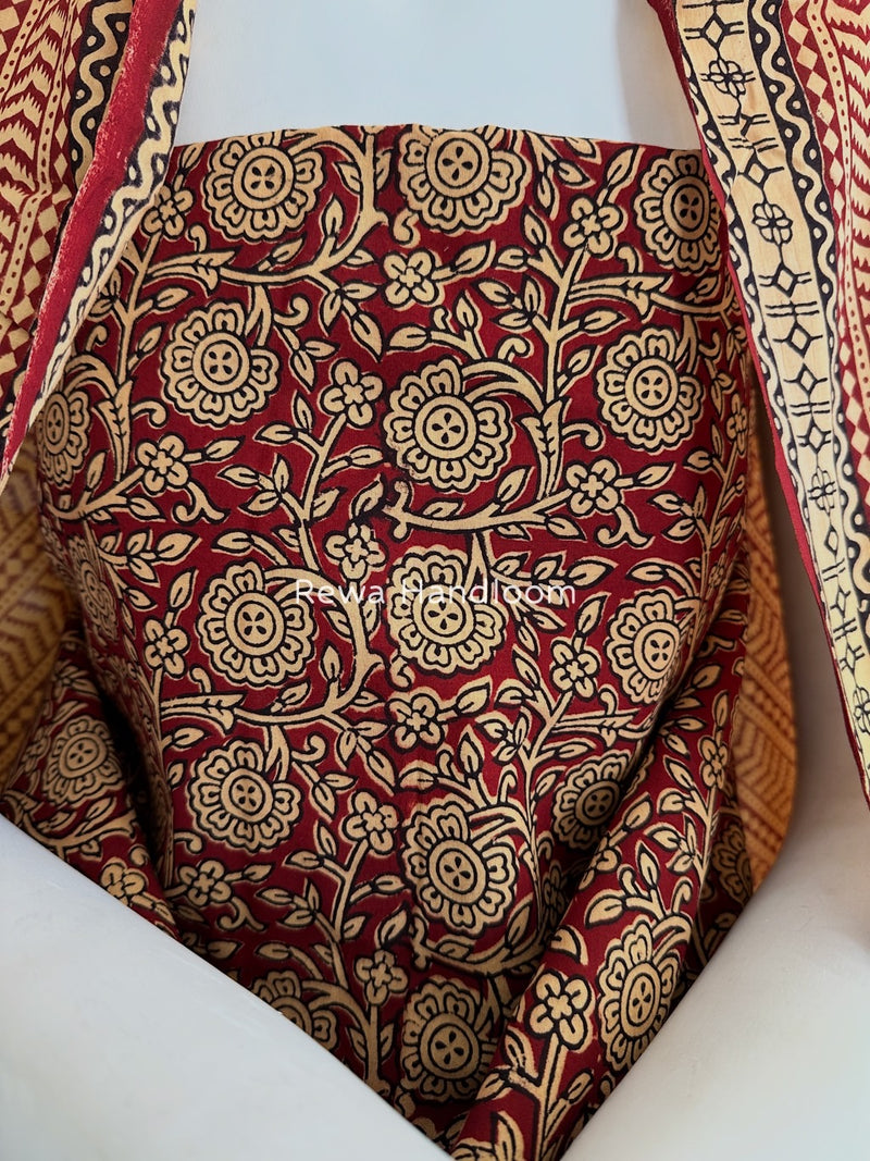 Maroon-Peach Bagh Print Cotton Suit BGCSJ075
