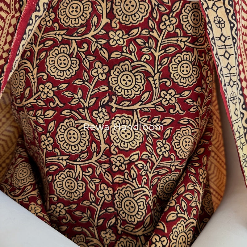 Maroon-Peach Bagh Print Cotton Suit BGCSJ075