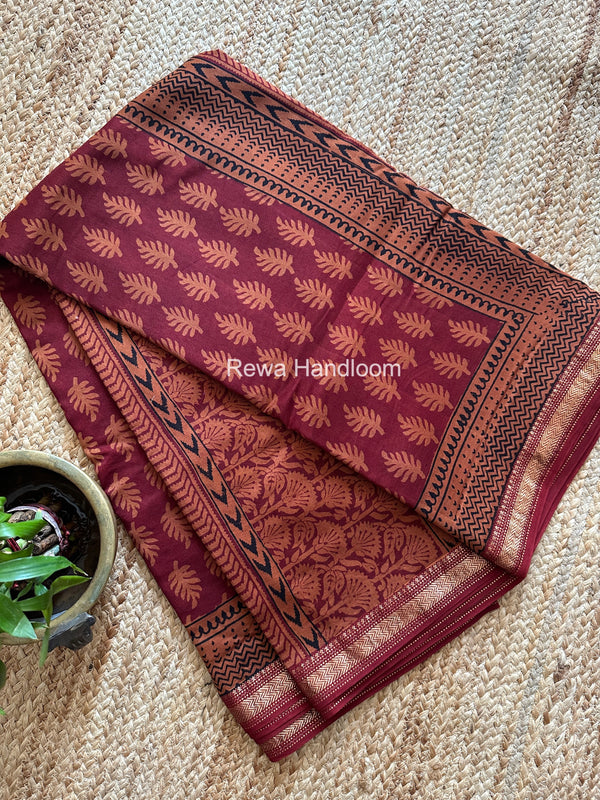 Maheshwari Bagh Print Small Border Saree