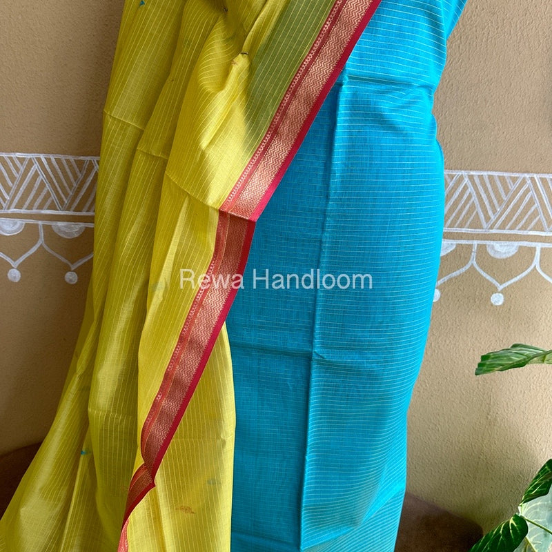 Maheshwari Firozi-Yellow Motifs Top-Dupatta Set PST090