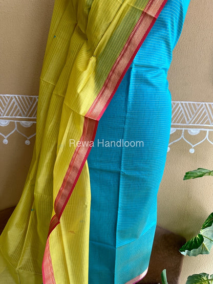 Maheshwari Firozi-Yellow Motifs Top-Dupatta Set PST090