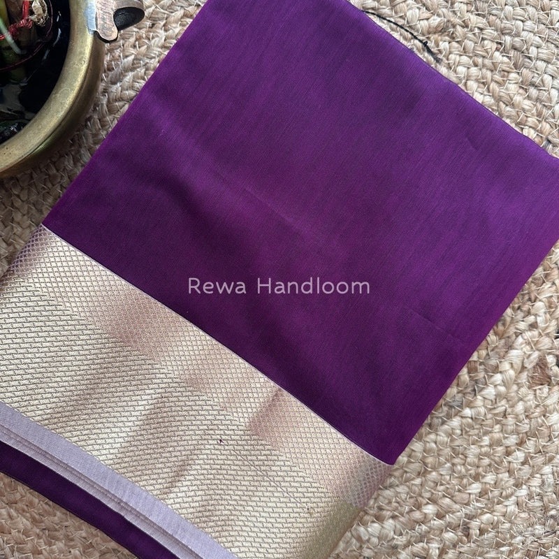 Maheshwari Dark Purple Resham Thread Border Saree RTS018
