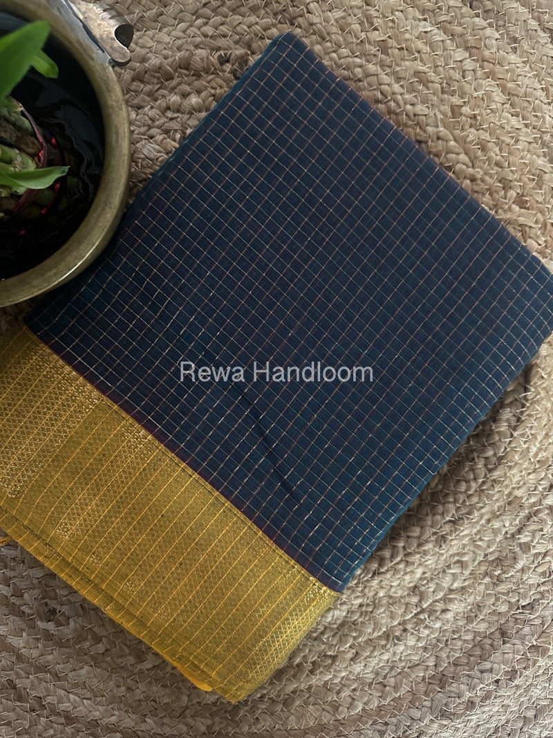 Maheshwari Rama Green Zari Checks Saree ZCHX298