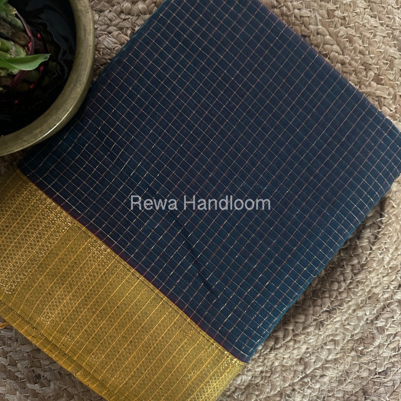 Maheshwari Rama Green Zari Checks Saree ZCHX298